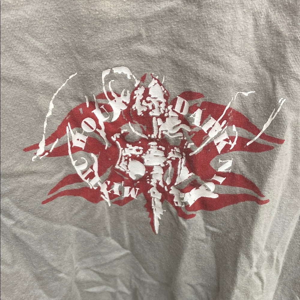 VTG Blend of America Gray Graphic T-Shirt with Red and White Design